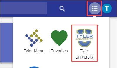 To access Tyler U, click the Apps button in Tyler