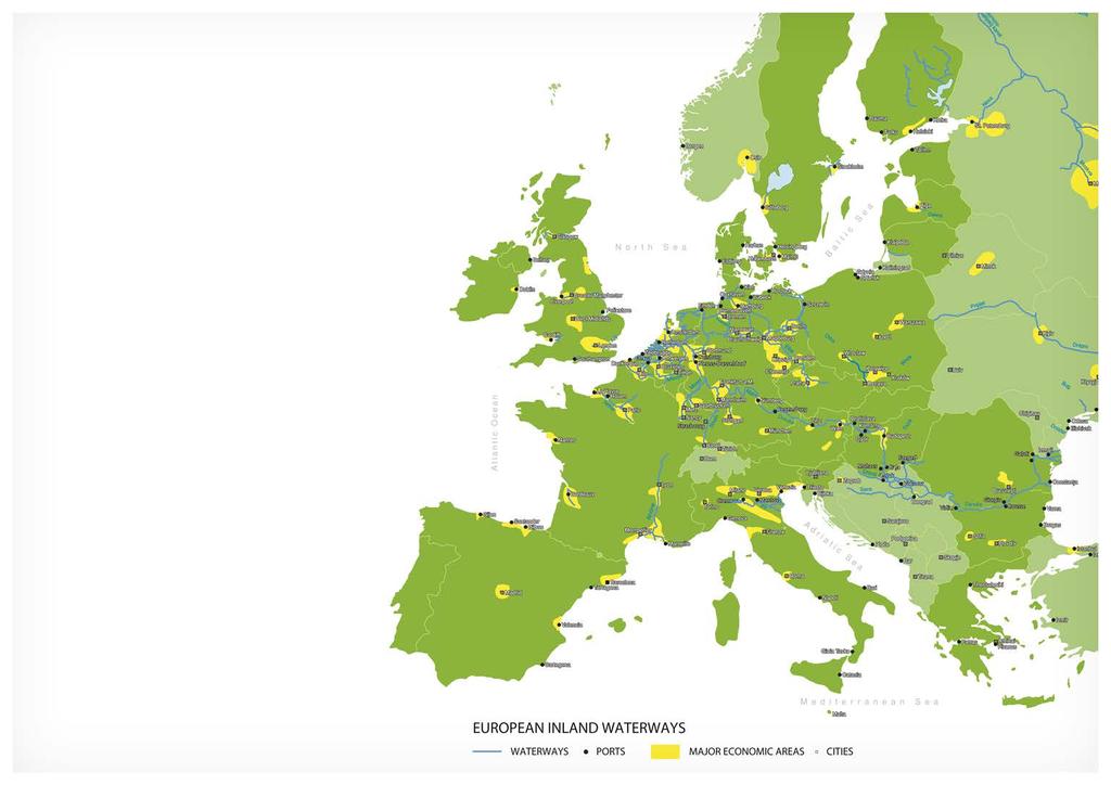 WATERWAYS IN EUROPE EU Waterways 40.000 km ½ accessible to 1.