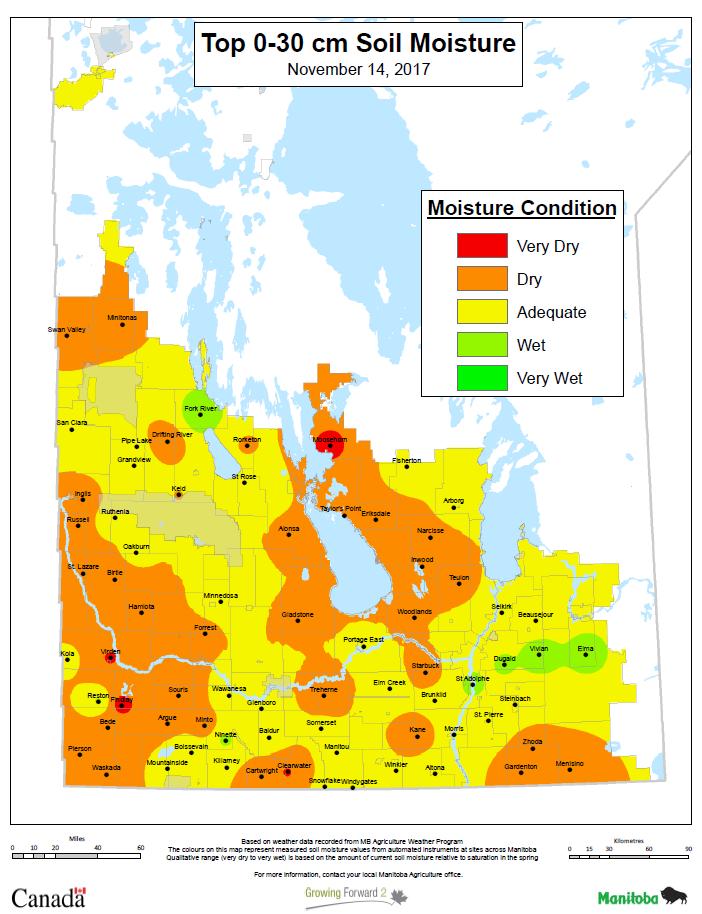 Figure 9: Manitoba Agriculture s fall 2017 soil moisture