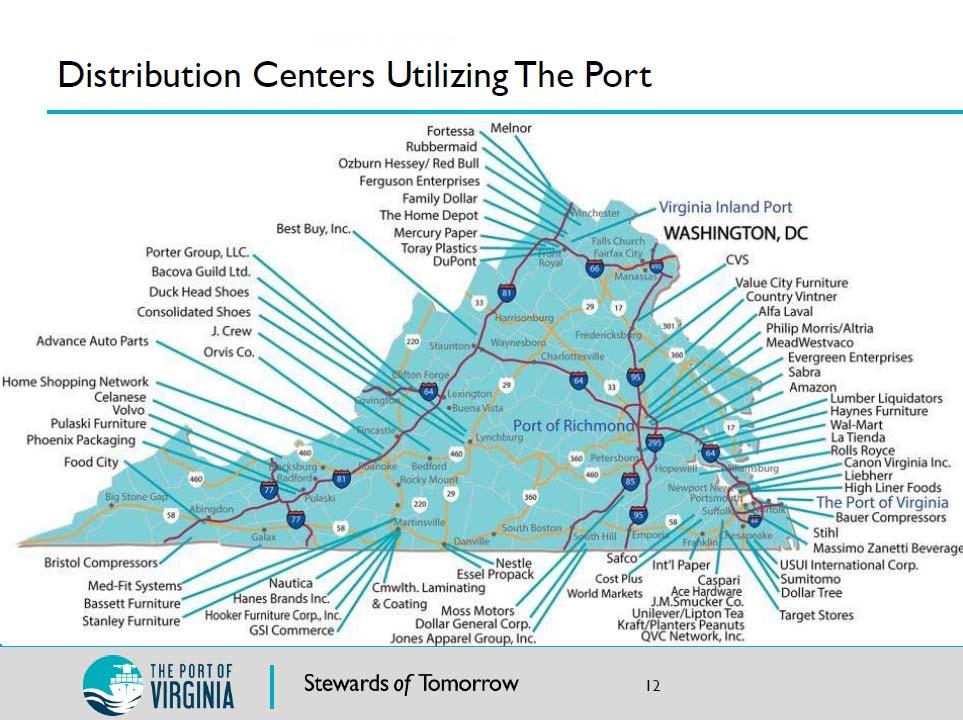 FIGURE 7 Port Related Distribution Centers Source: Port of Virginia Update to the