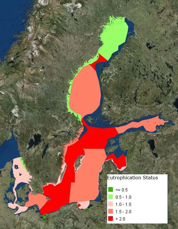 Results and Confidence Current status of the Baltic Sea DIP concentration Of the 17 open-sea sub-basins, good status (concentrations below the threshold value) for dissolved inorganic phosphorus