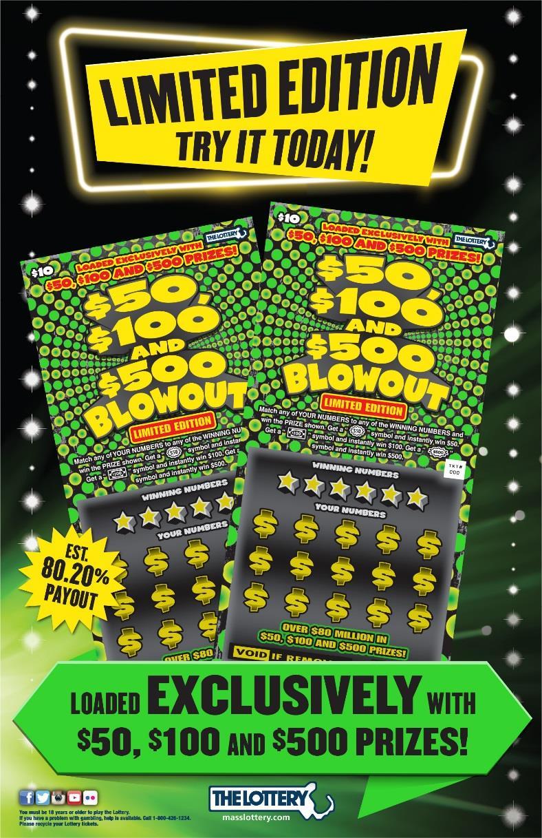 $50, $100 and $500 Blowout Instant Ticket 4-week sales of $43,731,570 is highest