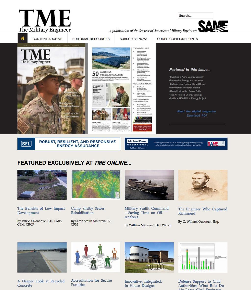 Online Advertising for TME Online provides an interactive PDF of the full print version with hyperlinks from advertisements to company websites.