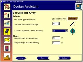 4 Define Collector Array To start with, the Design Assistant uses the standard flat-plate collector from the T*SOL database. This corresponds to a simple collector with an area of 1 m².