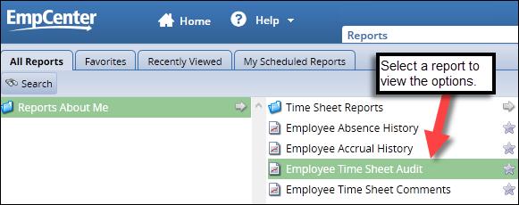 Reports EmpCenter allows you to run reports for the current and past pay periods.
