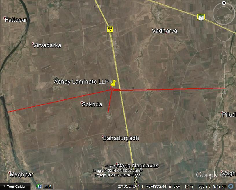 Google Image showing Project site and salient features: Machchhu River-4.62KM NH-27, 0.