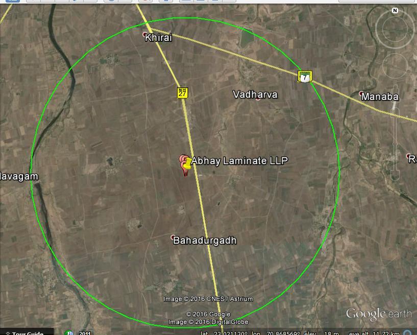 Google Image showing surrounding area within 5 Km