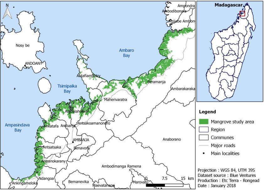 1. Context and study area : The study area is the adjacent bays of Ampasindava, Tsimipaika and Ambaro in northwestern Madagascar (Figure 1).