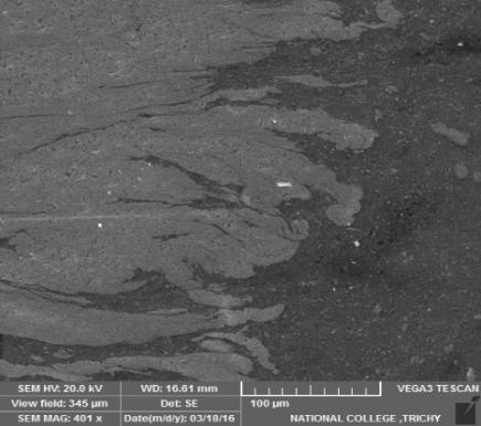 7: SEM images at aluminium- copper interface The EDS was used to study the composition.