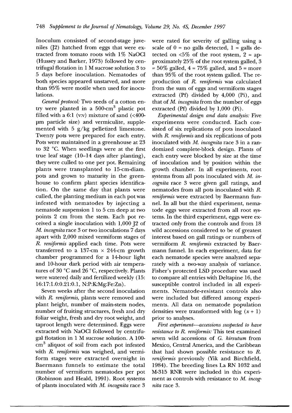 748 Supplement to the Journal of Nematology, Volume 29, No.