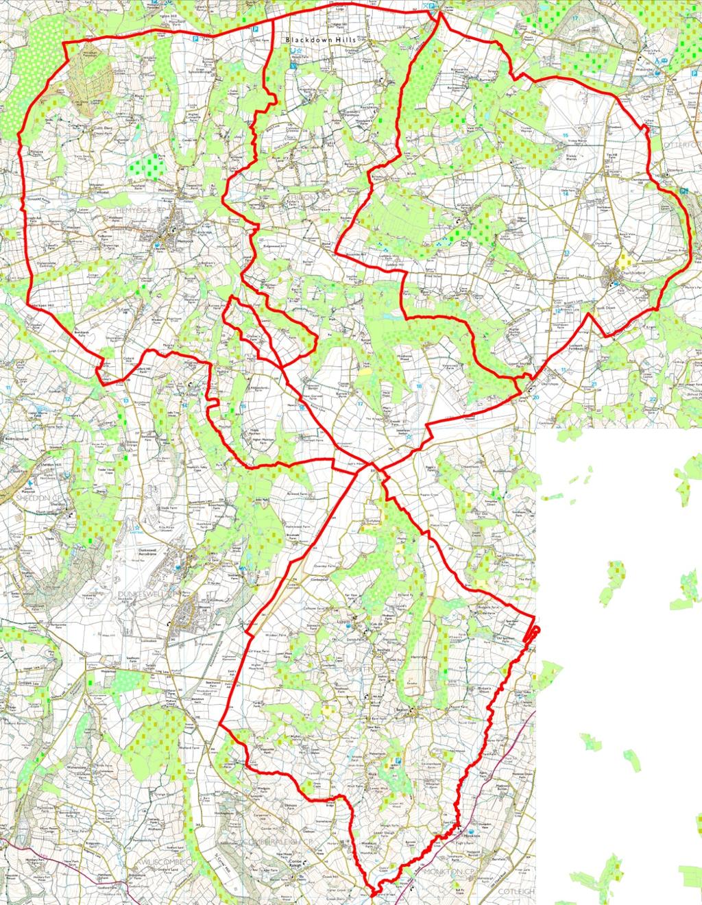 HNV map produced for 4 test parishes, as basis for analysis in