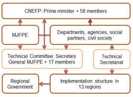 Figure 4. The coordination structure of the NEP in Burkina Faso Source: the Author 4. The monitoring and evaluation system Monitoring and evaluation of the NEP is in its infancy.