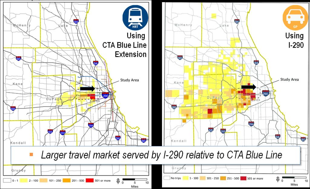 Round 1 Transit Mode Findings The overall findings of the Round 1 evaluation of the single mode transit alternatives using the Regional Travel Demand Model are presented below.