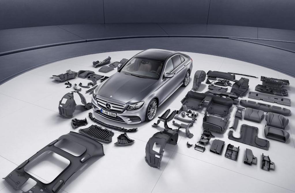 Use of recycled materials in vehicles MeRSy Recycling Management One of our objectives is to continue gradually increasing the proportion of recycled materials used in new Mercedes models.