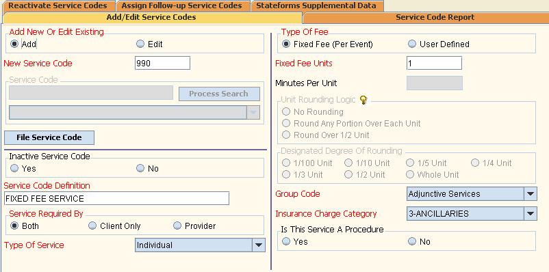 Avatar PM 2008 Service Codes Form Service Required By: Both will require a patient and a practitioner when being rendered. Client Only will not require a practitioner when being rendered.
