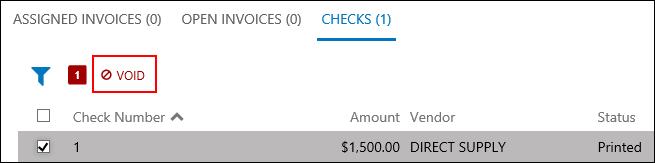 2. Click the check run code for the check run containing the check or checks to void. The Detail view for the selected check run opens. 2. Verify that the Checks tab is open. 3.