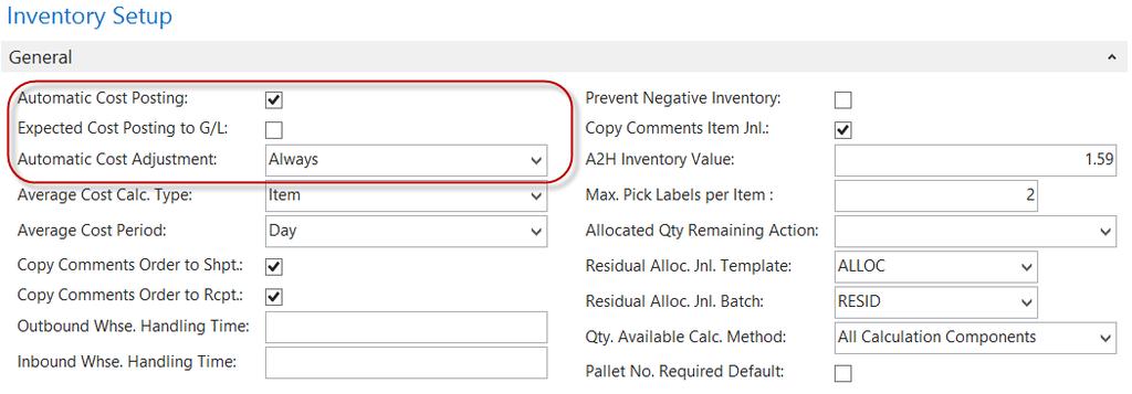 Adjustment field set to Always. These settings will insure that costs are as accurate as possible at the time of product distribution to an Agency.