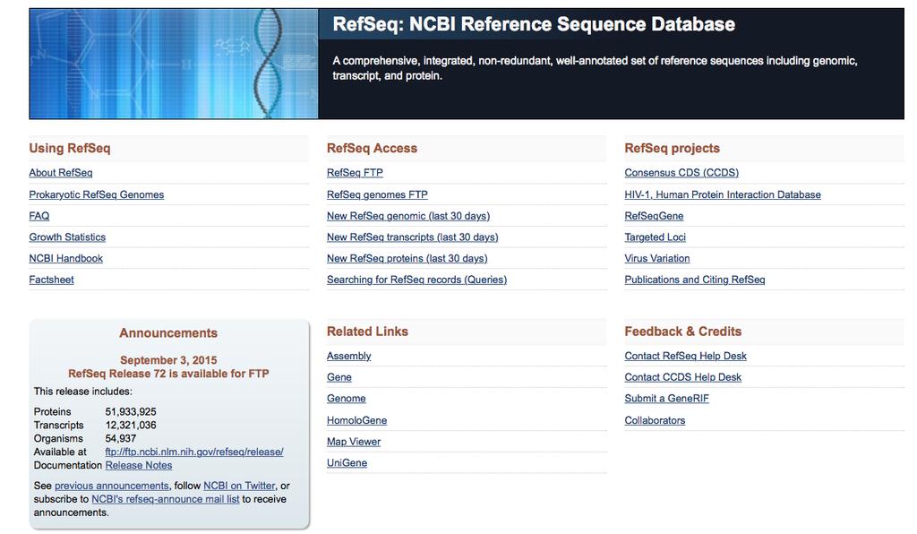 Databases Refseq hrp://www.ncbi.nlm.nih.
