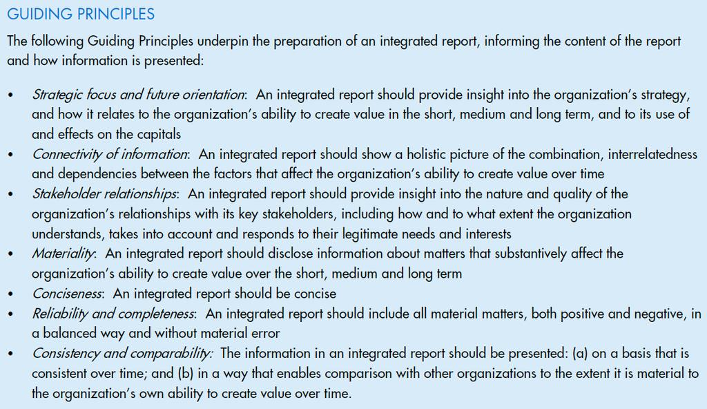 GUIDING PRINCIPLES The International Integrated Reporting Council,