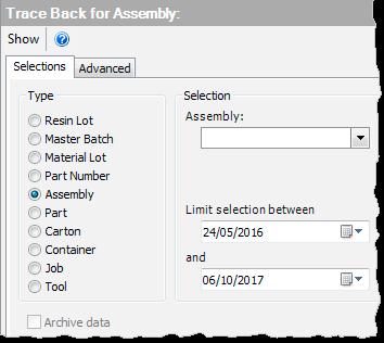 Typical traceability data includes operators, lot and component numbers and process and quality parameters to be