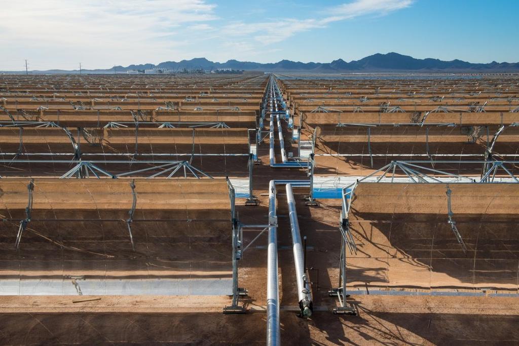 Solana, the largest parabolic trough technology plant in the world, has a gross capacity of 280 MW and six hours of storage, enabling it to satisfy the peak
