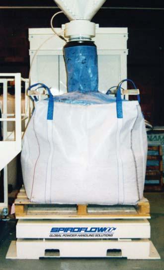 Rise and fall loop support arms with fork lift truck channels accommodate various bag sizes, and allow the quick and easy removal of the bags by the loops.