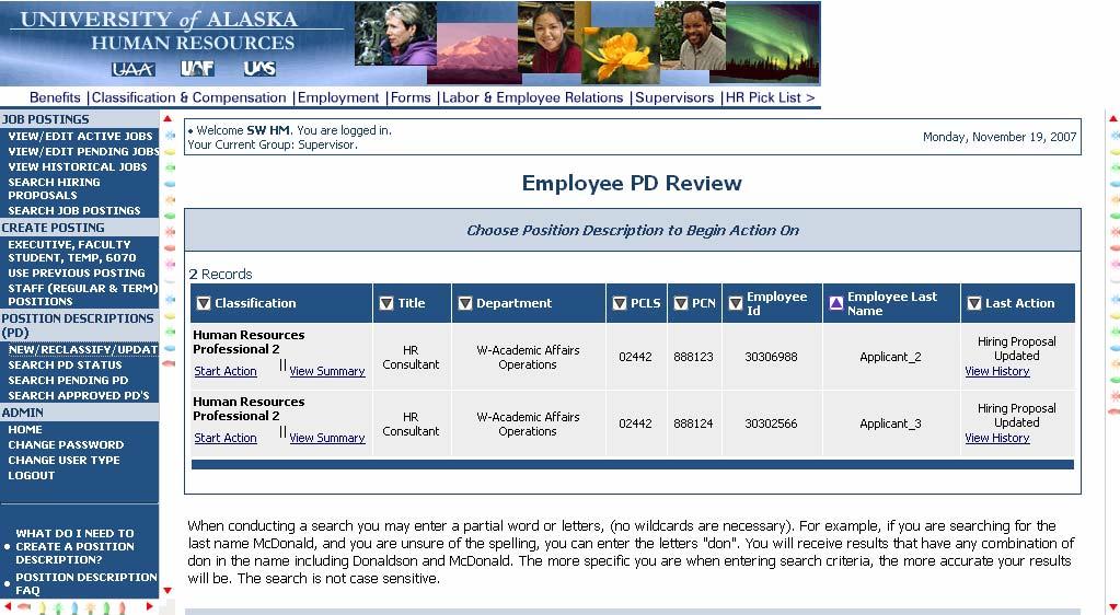 By choosing the View summary link under the Job Title heading, you can view and print a printerfriendly version of the PD.