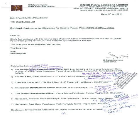 xii. A copy of the clearance letter shall be sent by the project proponent to concerned Panchayat, Zila Parisad/Municipal Corporation, Urban local Body and the local NGO, If any, from who