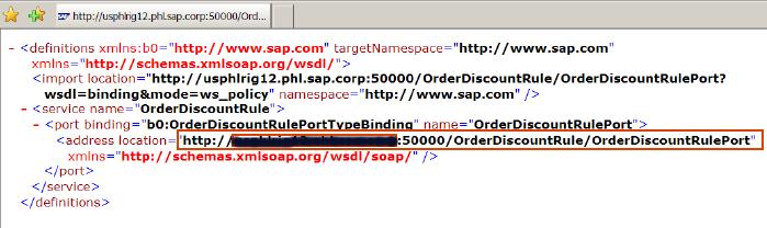 The web service can be displayed in the browser using the WSDL URL: Important