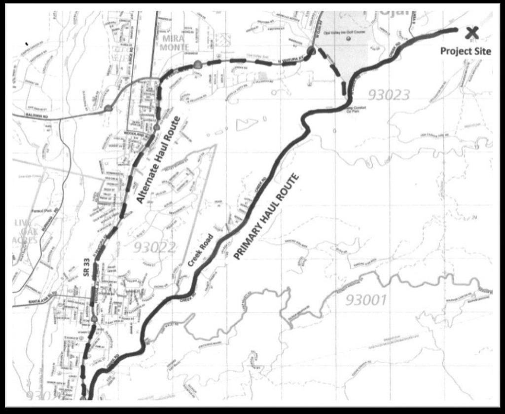 Approved Truck Haul Route Primary Route: Creek Road south to State Route
