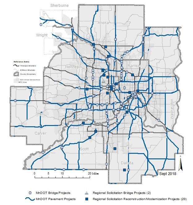 Figure 5-9: Planned Pavement and Bridge Preservation Projects 2018-2027 2040 TRANSPORTATION
