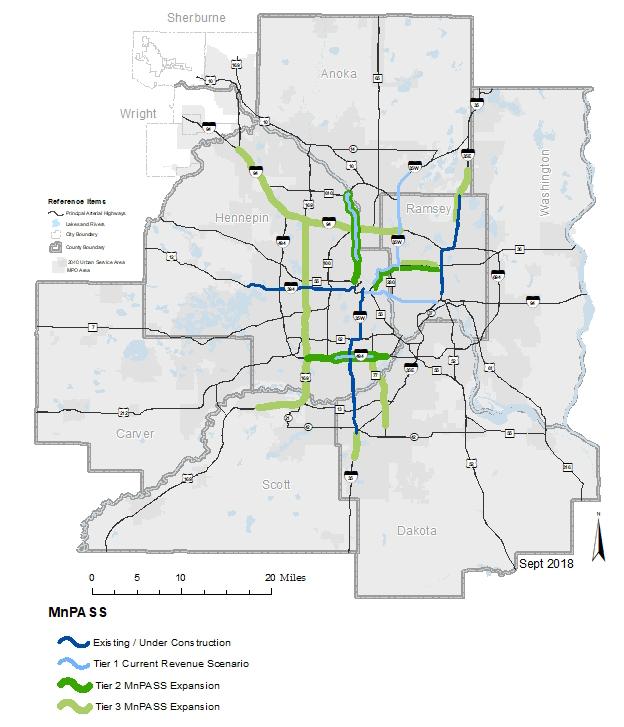 Figure 5-18: MnPASS Projects: Increased Revenue Scenario 2040 TRANSPORTATION POLICY