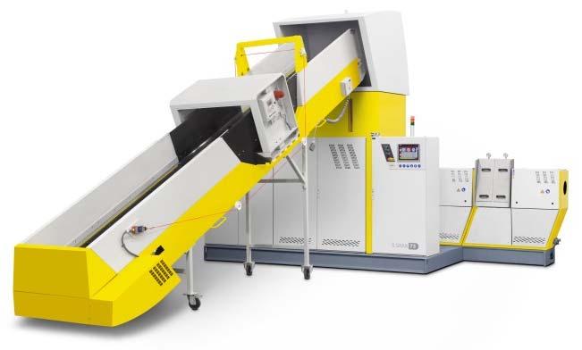 S:GRAN INTELLIGENT RECYCLING MACHINES The Shredder-Feeder-Extruder-Combination from NGR is designed to allow the input of plastic scrap from virtually any shape and size to bring back the full value