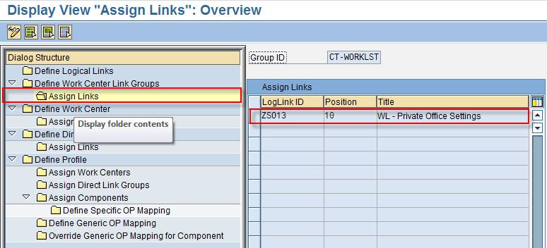 Assign the logical Link as created in step 2) indicated below: Step 4) Assignment of Work-centre Link group to Work-centre: SPRO