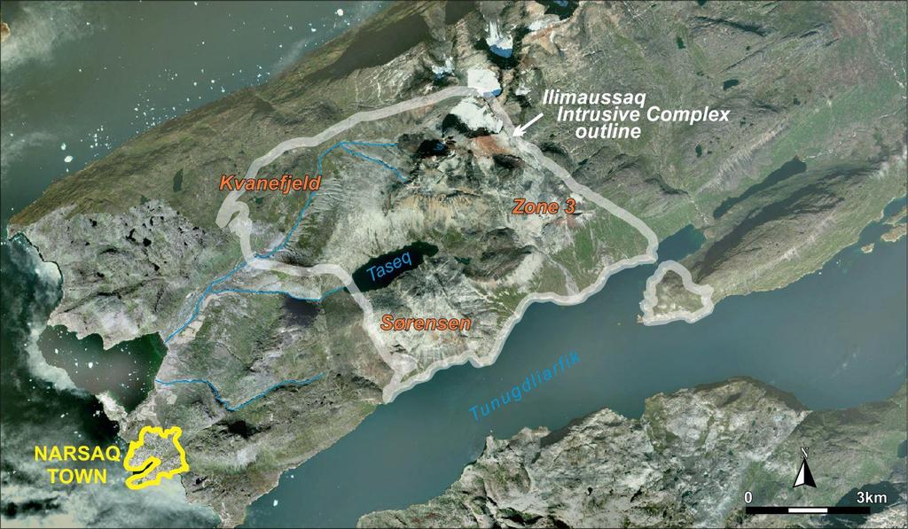 Three JORC mineral resources defined at Kvanefjeld, Sørensen and Zone 3 Ore reserve established at