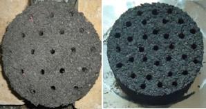 After that the mixture is put inside the mould and is rammed to have proper packing. Figure 11: Prepared briquettes. Figure 12: Briquettes.