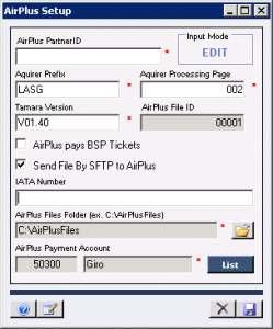 AirPlus Module is located in the Menu > Modules > AirPlus International. This is a pay module and must be licensed by Travel Office. It is used to send Customer Invoice Lines to Airplus.