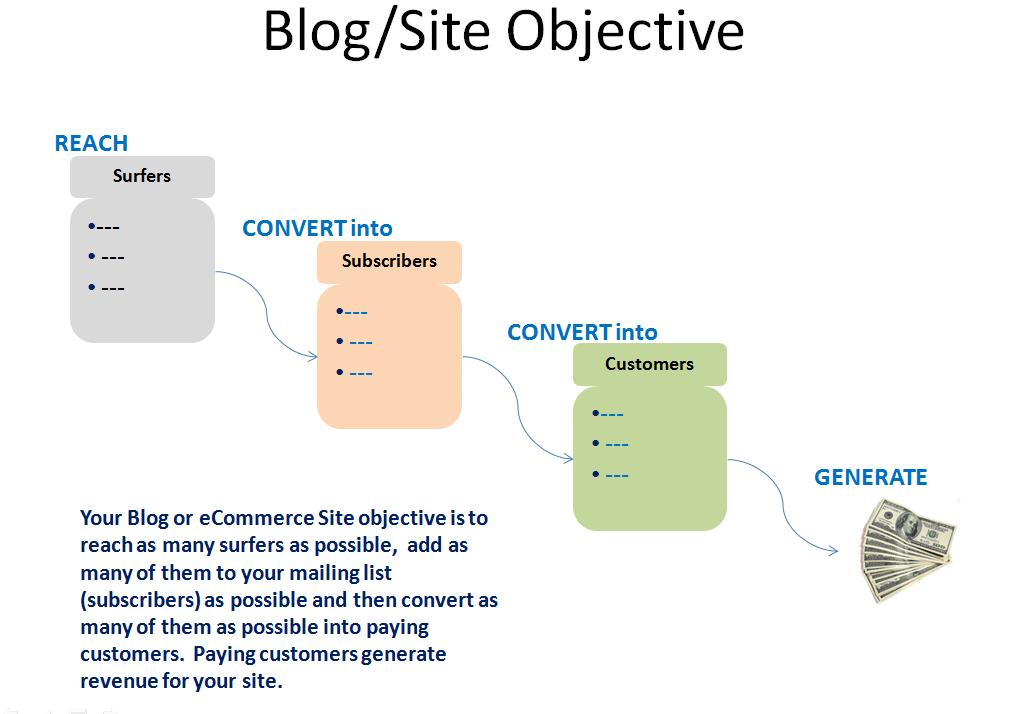 Your blog/site objective: For the most part, your blog or ecommerce site s primary objective is to generate revenues.