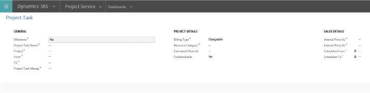 25 Step 2: A form appears. Fill in all required data (fields marked with *). Click Save to create the project task.