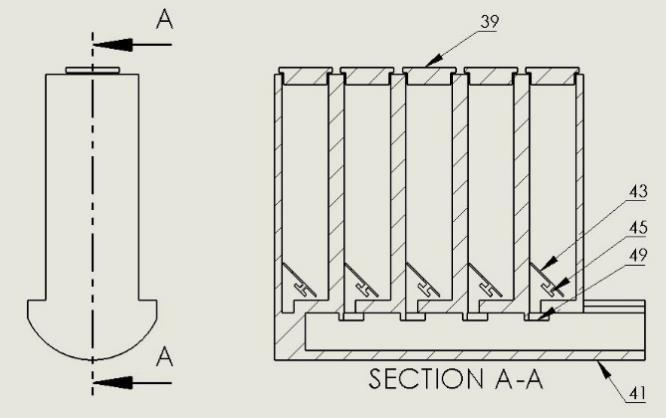 Figure 5. Cross sectional view of the receptacle Referring now to figure 3 and 4, the storage space contains a number of receptacles.