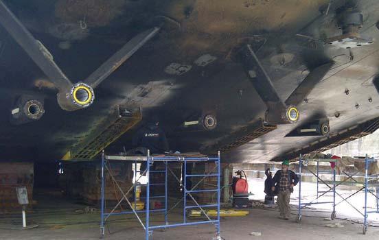 3 ) dredger, was converted to Thordon RiverTough water lubricated propeller shaft bearings from an oil lubricated system.