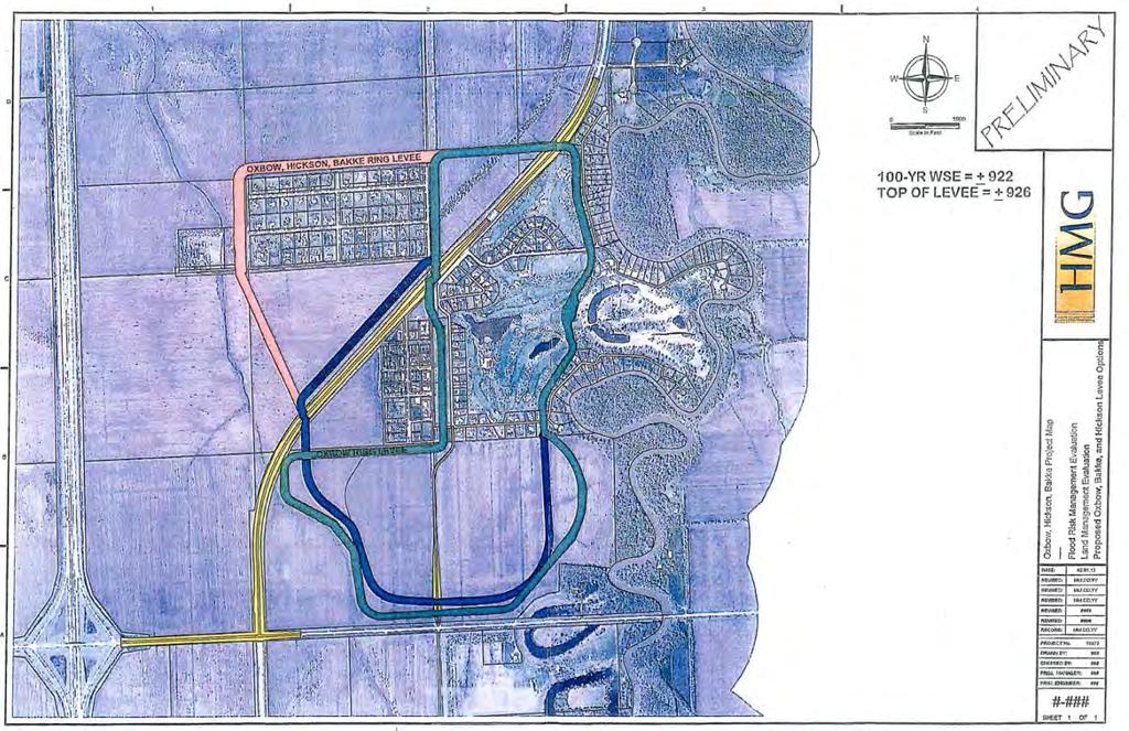 3.3 Alternatives for the Oxbow/Hickson/Bakke Ring Levee Operation of the Project would result in flood water being staged upstream of the cities of Fargo and Moorhead.