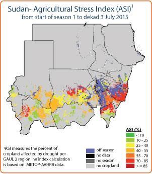 GIEWS Country Brief Sudan Reference Date: 06-August-2015 FOOD SECURITY SNAPSHOT Poor rainfall at start of 2015 cropping season delaying planting and affecting crop germination and establishment