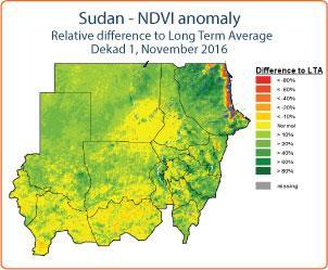 GIEWS Country Brief The Sudan Reference Date: 22-November-2016 FOOD SECURITY SNAPSHOT Coarse grain production in 2016 expected at above-average levels due to favourable rains Good availability of