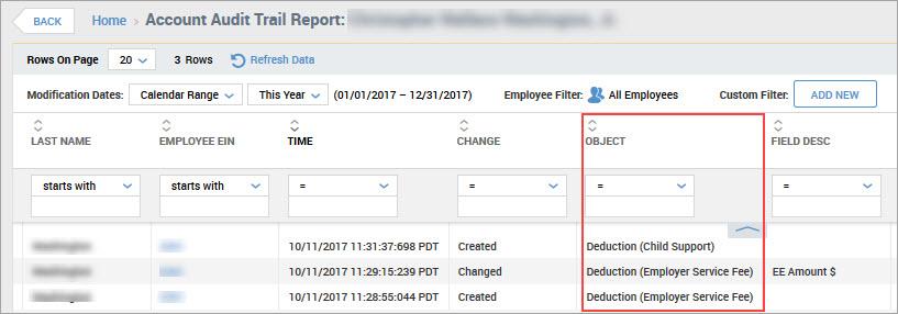 Audit Report: Show Deduction Name, Not Just Deduction System ID WFR-47255: Audit reports now display deduction names instead of system IDs in the Object column.