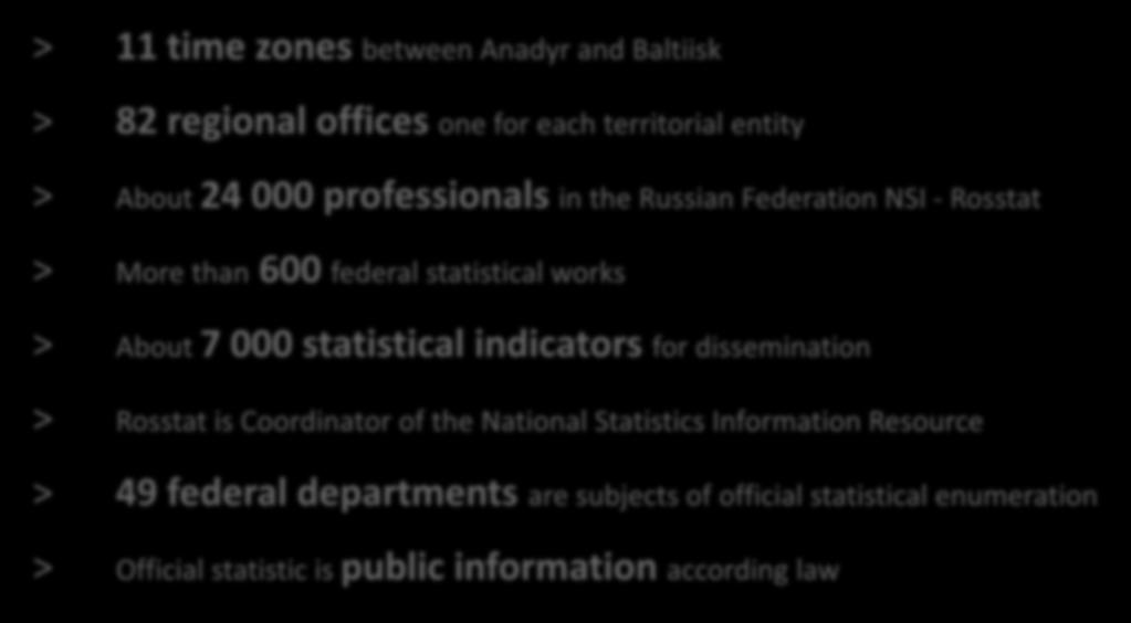 statistical indicators for dissemination > Rosstat is Coordinator of the National Statistics Information Resource >