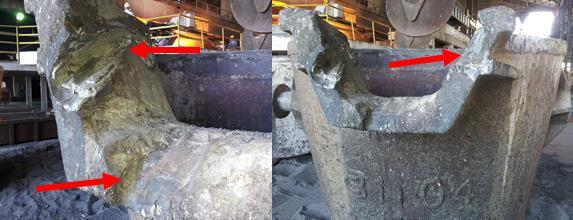 3.2.2. Crushing and screening operations Figure 6: Metal ladles after casting, EtiKrom Inc.,Turkey When metal is cooled totally, it is transported to the crushing and screening unit.