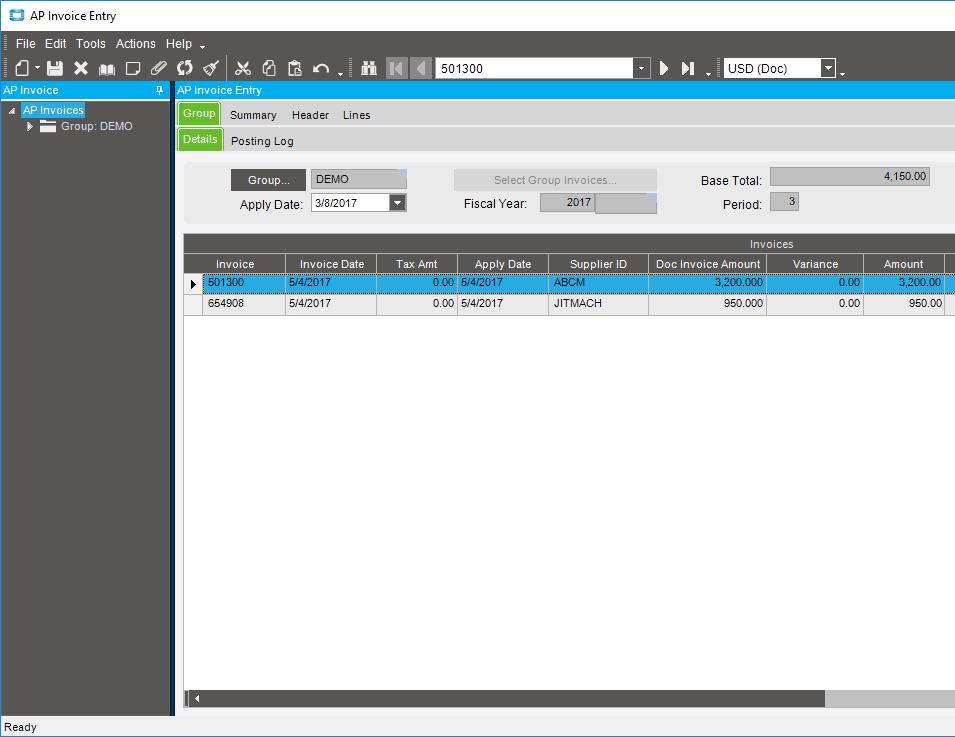 Epicor ERP DocStar AP Automation screen shots AP Invoices are created by DocStar into