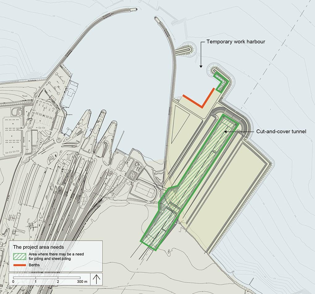 FIGURE 5.15 Conceptual design of an immersed tunnel Temporary work harbour on Fehmarn 5.6.