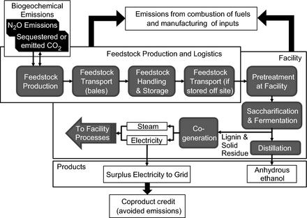 Life cycle analysis of biochemical cellulosic ethanol under multiple scenarios Examined corn stover and